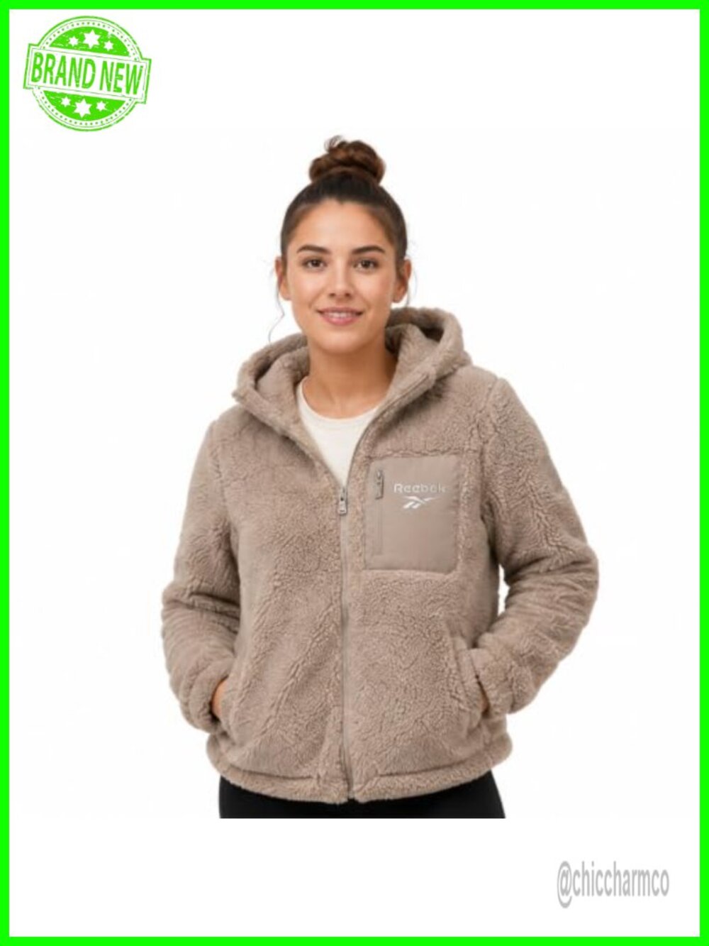 Sherpa Fleece Jacket Midweight Zip-Up Hooded Winter Coat